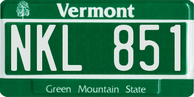 VT license plate NKL851