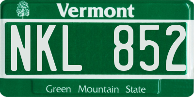 VT license plate NKL852