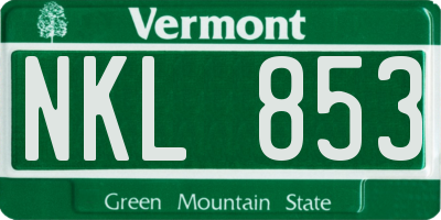 VT license plate NKL853