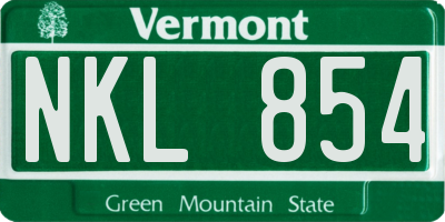 VT license plate NKL854