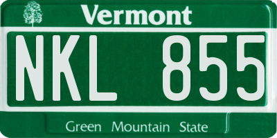 VT license plate NKL855