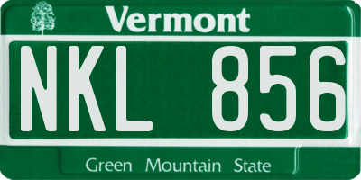 VT license plate NKL856