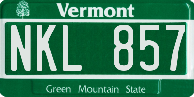 VT license plate NKL857