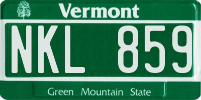 VT license plate NKL859