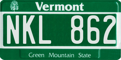 VT license plate NKL862