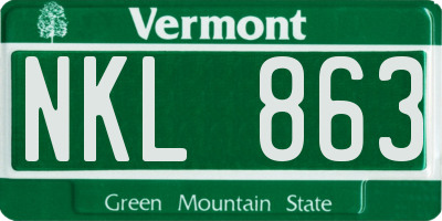 VT license plate NKL863