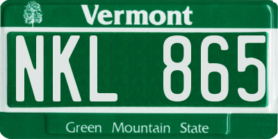 VT license plate NKL865