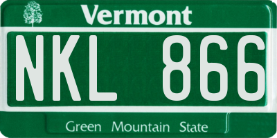 VT license plate NKL866
