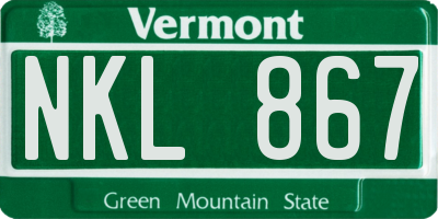 VT license plate NKL867