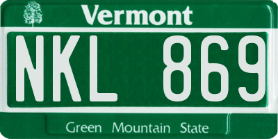 VT license plate NKL869