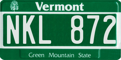 VT license plate NKL872