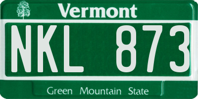 VT license plate NKL873