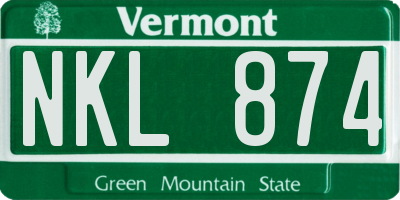 VT license plate NKL874