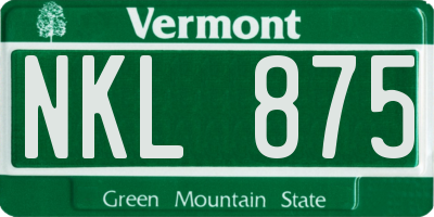 VT license plate NKL875