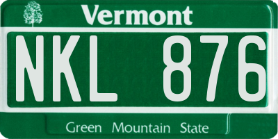 VT license plate NKL876