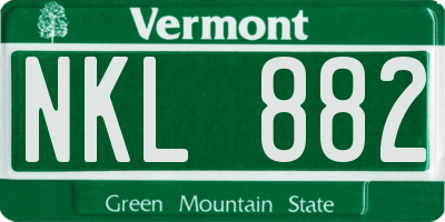 VT license plate NKL882