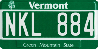 VT license plate NKL884