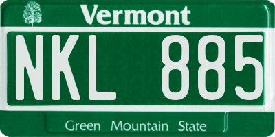 VT license plate NKL885