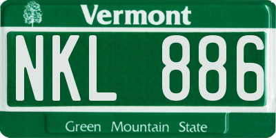 VT license plate NKL886