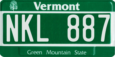 VT license plate NKL887