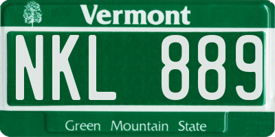 VT license plate NKL889