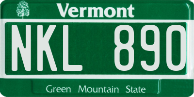 VT license plate NKL890