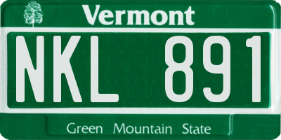 VT license plate NKL891