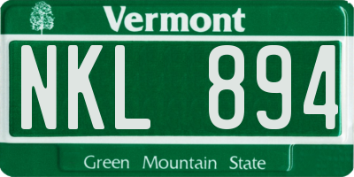 VT license plate NKL894