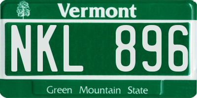 VT license plate NKL896