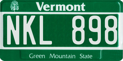 VT license plate NKL898