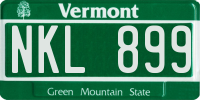 VT license plate NKL899