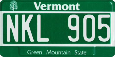 VT license plate NKL905