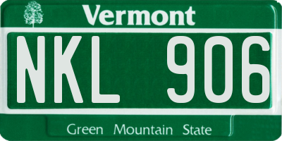 VT license plate NKL906