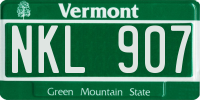 VT license plate NKL907