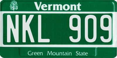 VT license plate NKL909