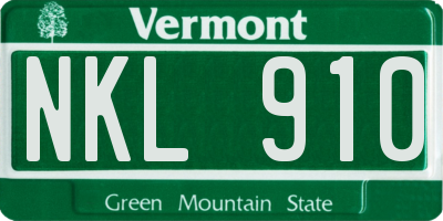 VT license plate NKL910