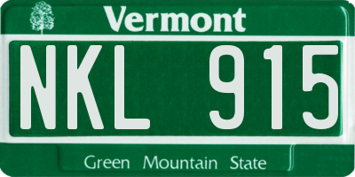 VT license plate NKL915