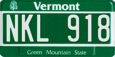 VT license plate NKL918