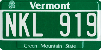 VT license plate NKL919