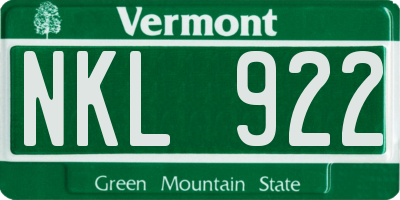 VT license plate NKL922