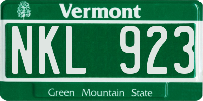 VT license plate NKL923