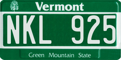 VT license plate NKL925