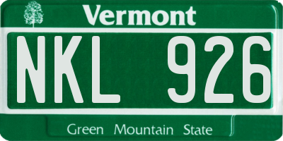 VT license plate NKL926