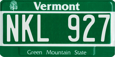 VT license plate NKL927