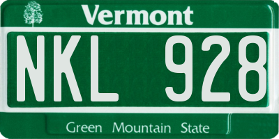 VT license plate NKL928