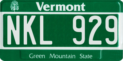 VT license plate NKL929