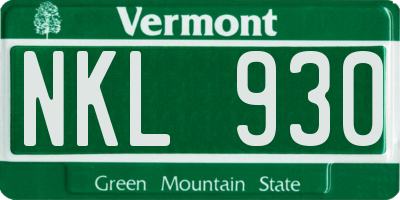 VT license plate NKL930