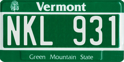VT license plate NKL931