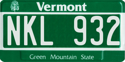 VT license plate NKL932