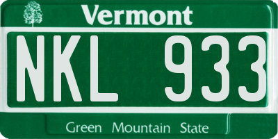 VT license plate NKL933